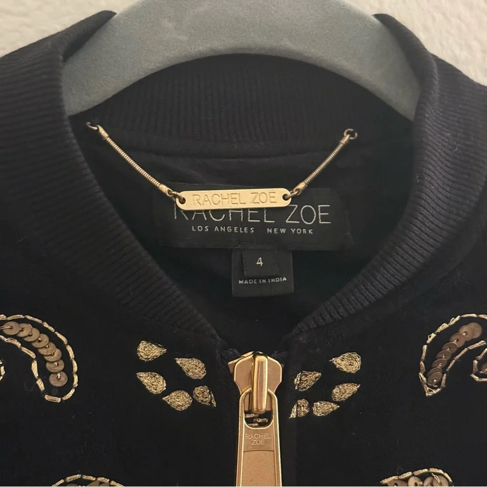 Gold Embellished Black Suede and Gold Women's Jacket - Picture 5 of 10